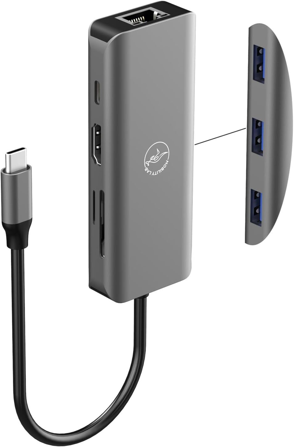 Hub USB-C vers HDMI 4K, Lecteur de Carte SD & Micro SD, 2 x USB
