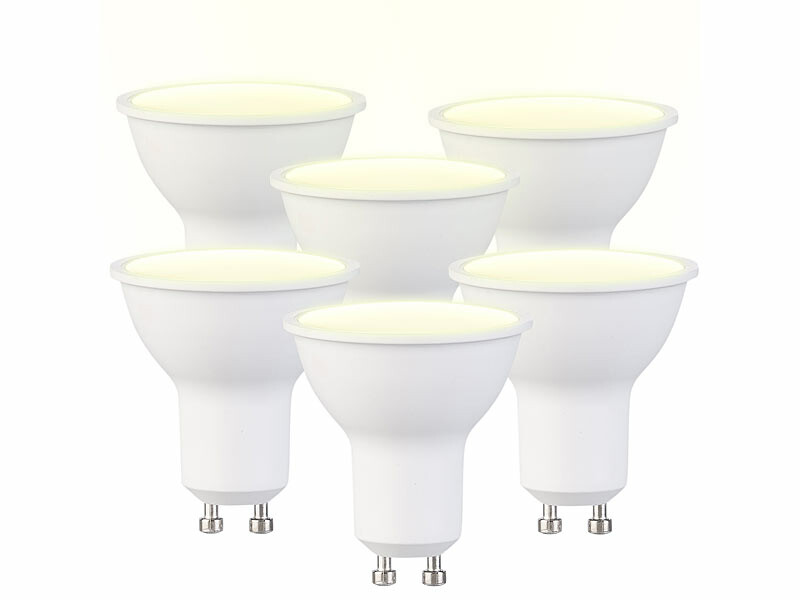 6 spots LED GU10 7 W 540 lm blanc chaud, LED SMD