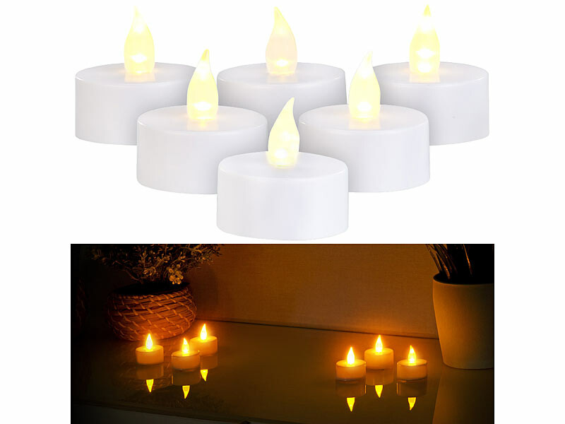 6 bougies chauffe-plat à LED à effet flamme et minuteur