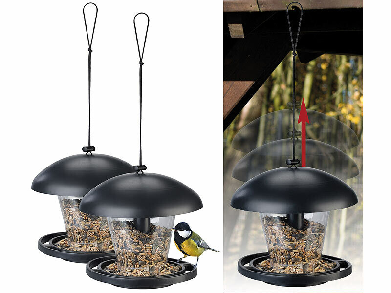 Mangeoire à oiseaux suspendu avec oiseau décoratif (2 oiseaux)