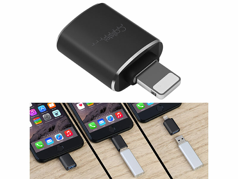 Adaptateur OTG 3 en 1 Lightning, USB-C et Micro-USB vers USB Femelle,  Transfert 100Mbps Compact LinQ - Argent - Français