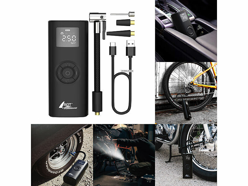 Gonfleur de pneu électrique 4000 mAh, pompe à vélo sans fil, compresseur d'air  portable rechargeable 